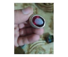Yaqoot Red Stone Silver Ring