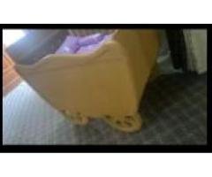 Wooden Baby Cot with Wheels & Storage Drawer