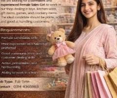 Sales Girl Wanted – Toy & Crockery Shop