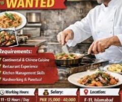 Continental & Chinese Chef Needed