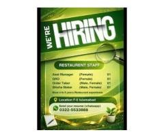 Restaurant Staff Hiring – F-6 Markaz, Islamabad