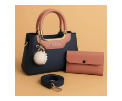 Women's Leather Plain Hand Bag Set