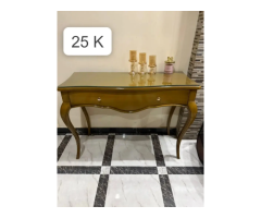 Luxury Wooden Console Table with Glass Top