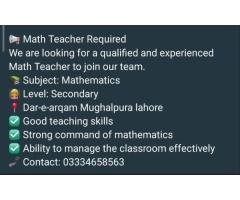 Math Teacher Required