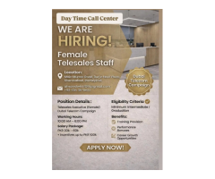 Female Telesales Executive – Shamsabad, Rawalpindi