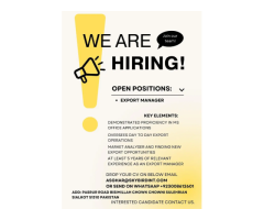 Export Manager – Male & Female, Office Job