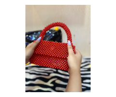 Red Stylish Pearl-Bead Handbag