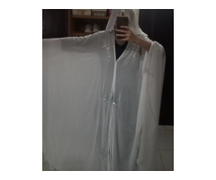 Wedding White Chiffon Jilbab Abaya