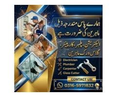 Hiring Electricians, Plumbers, Glass Work Experts