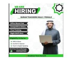 Quran Teachers Required (Male & Female)