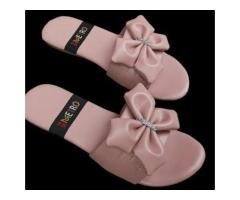 Women’s Pink PU Leather Bow Flats