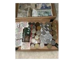 Mixed World & Pakistani Coins with Old Banknotes