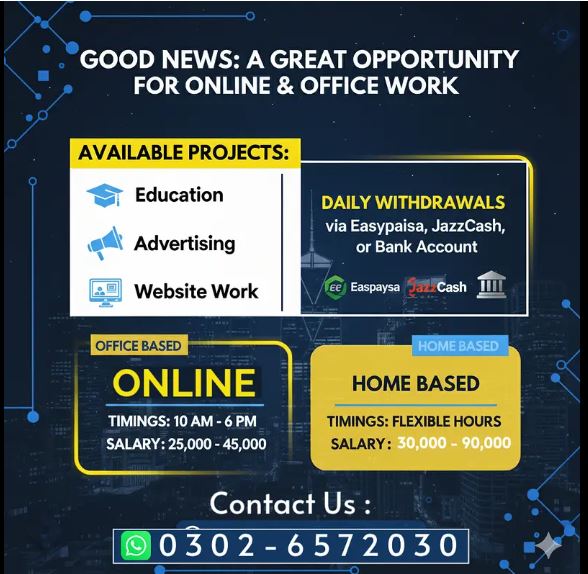 Work From Home / Data Entry / Online Job / Part-Time / Assignments / Typing